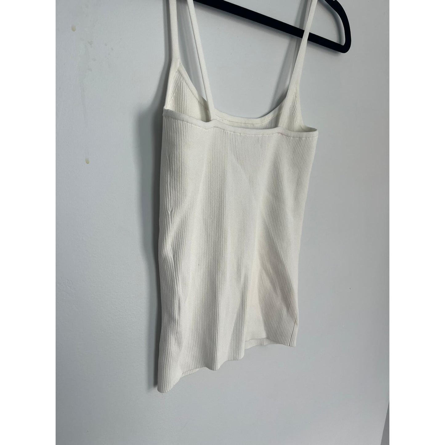Intermix Ribbed Knit Cami Top Women Small White Minimalist Summer Tank