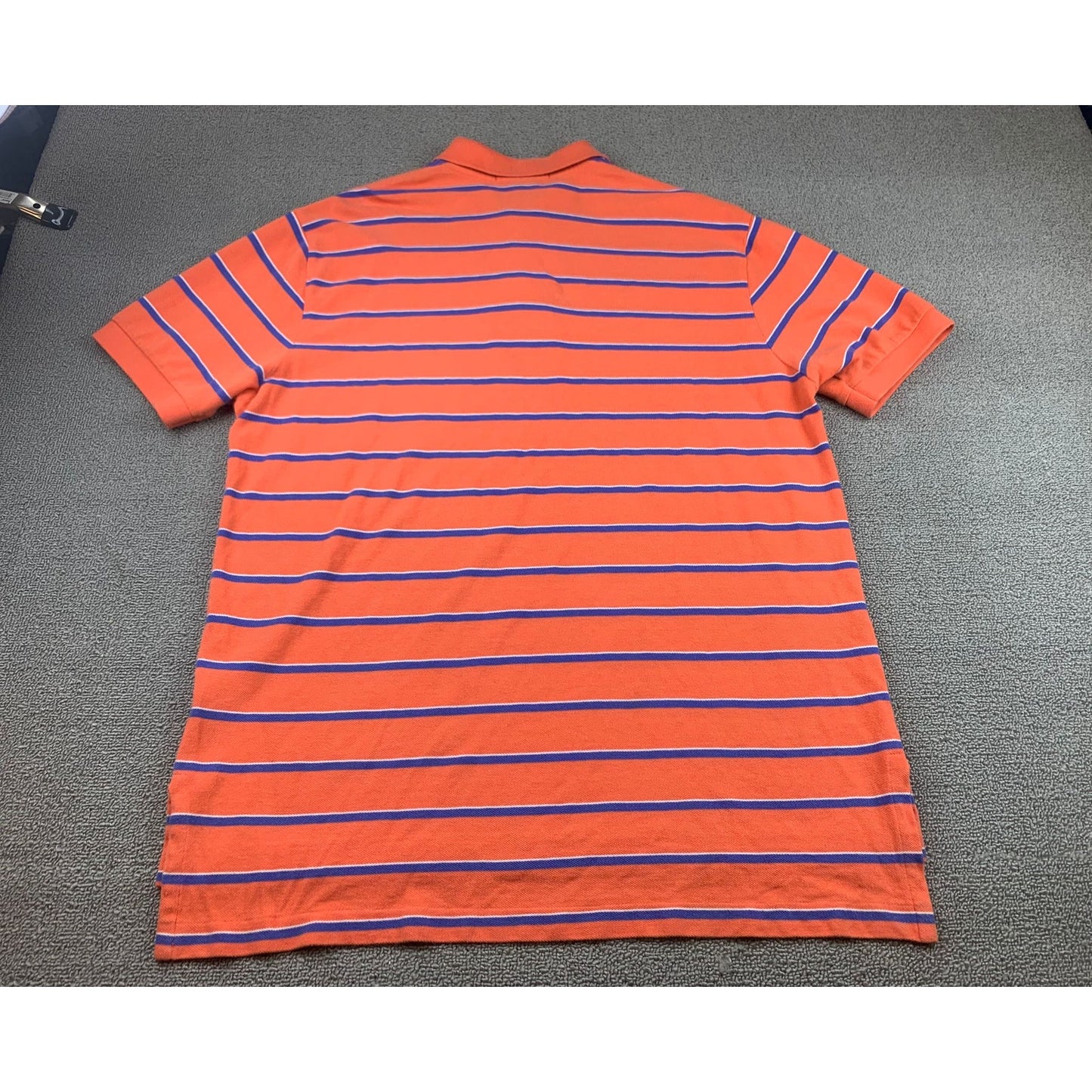 Polo By Ralph Lauren Men's L Orange Blue Striped Short Sleeve Polo Shirt