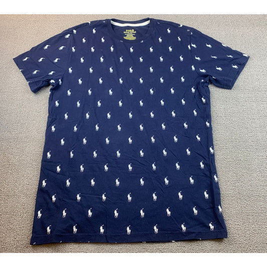 Polo Ralph Lauren Men's Medium Navy All Over Print Crewneck T-Shirt