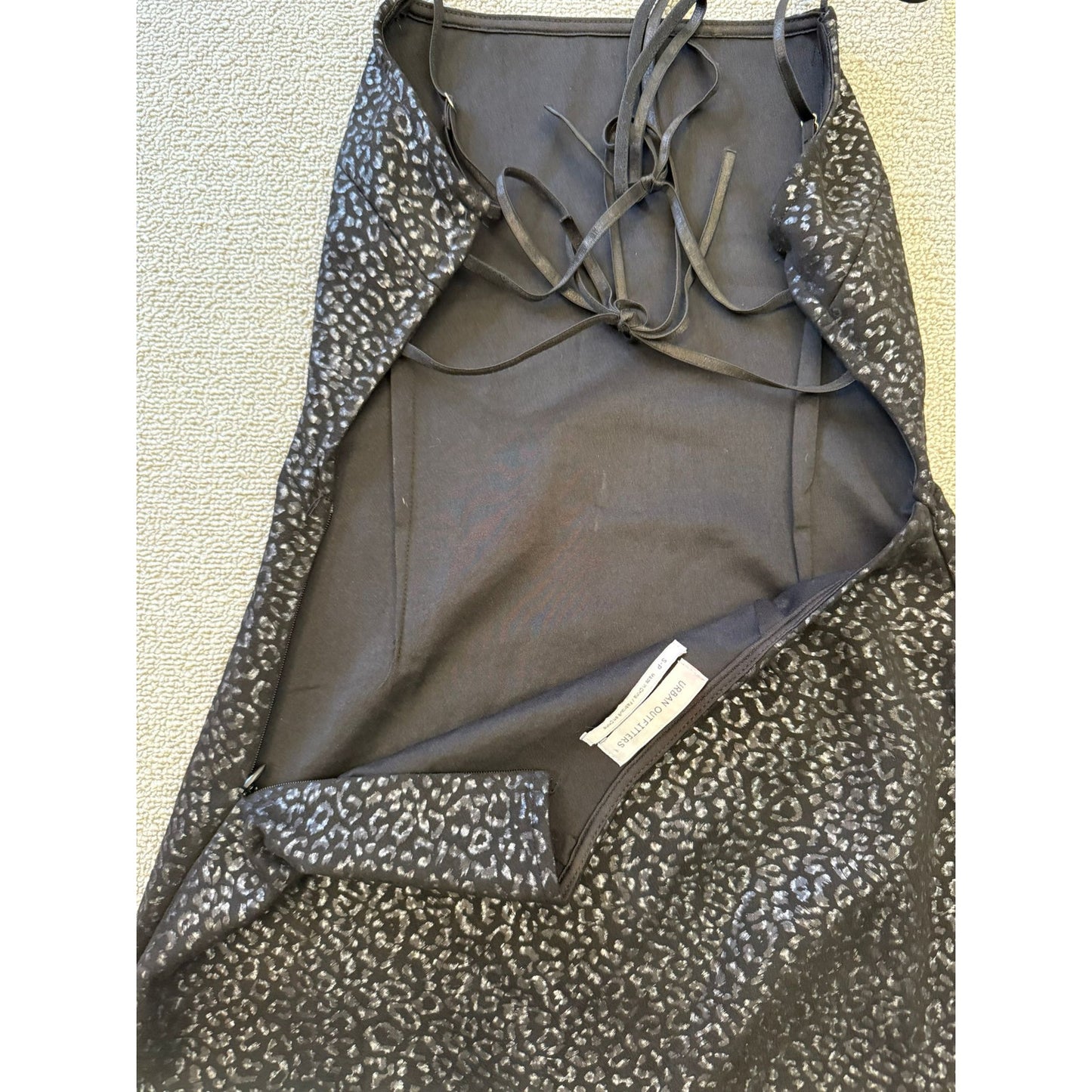 Urban Outfitters Female S P Black Metallic Animal Print Spaghetti Strap Dress