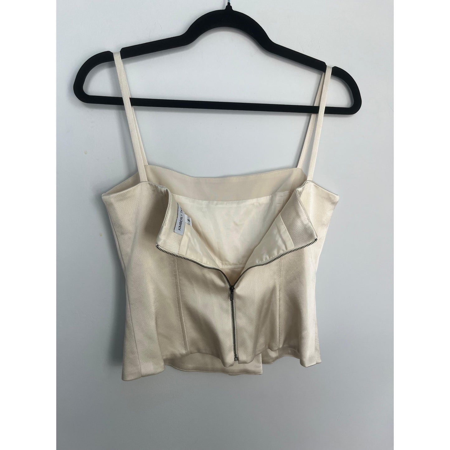 Kimberly Taylor Satin Corset Cami Top Women Small Strapless Bustier Ivory