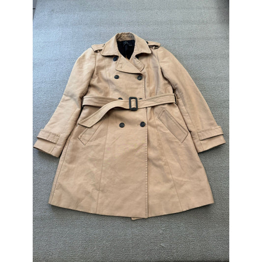 ZARA BASIC Women's Medium Beige Double-Breasted Trench Coat