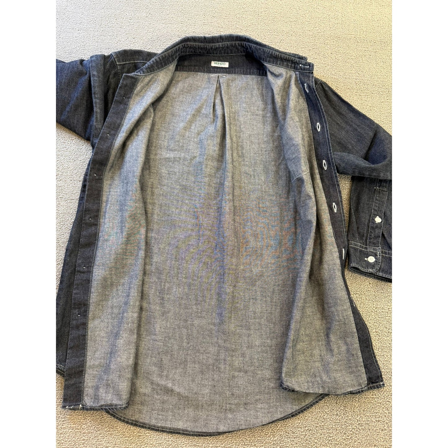 Kenzo Paris Medium Mens Blue Denim Button Up Long Sleeve Shirt