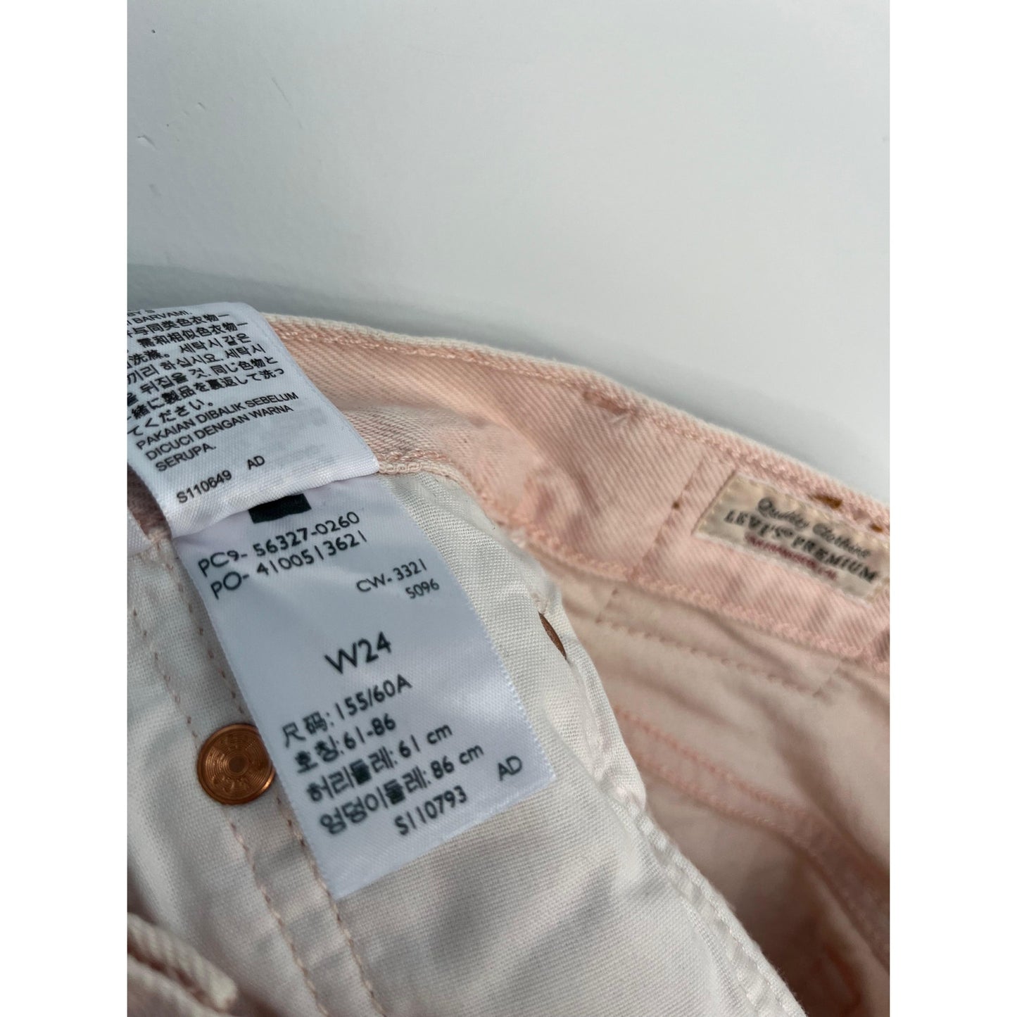 Levis 501 Premium Shorts Women W24 Pink High Rise Cutoff Denim