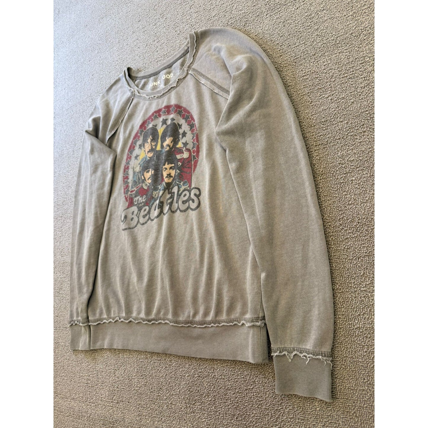 Junk Food Medium Women's The Beatles Distressed Crewneck Sweatshirt