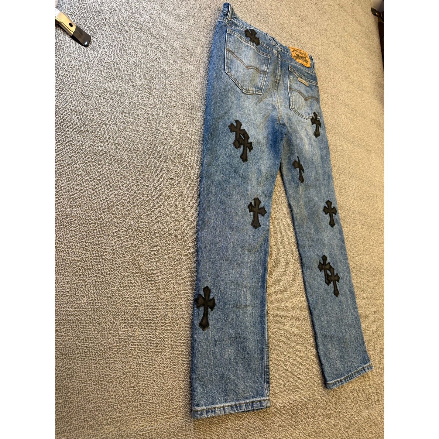 Levi's 550 Women's Chrome Hearts Cross Patch Light Wash Straight Jeans