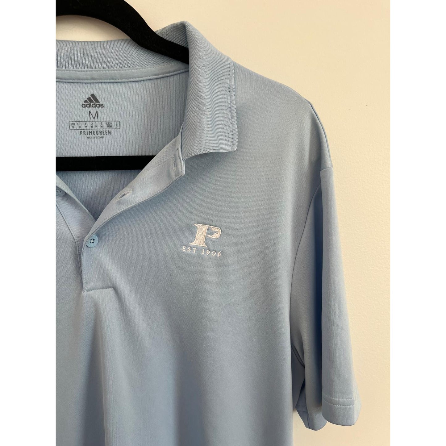 Adidas Primegreen Polo Shirt Men M Light Blue Performance Golf Tennis Logo