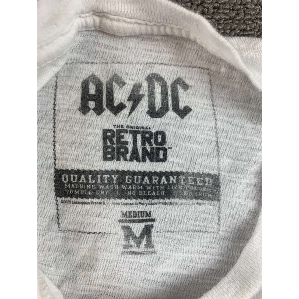 Original Retro Brand T Shirt Women M White AC DC 1976 Tour Print Short Sleeve