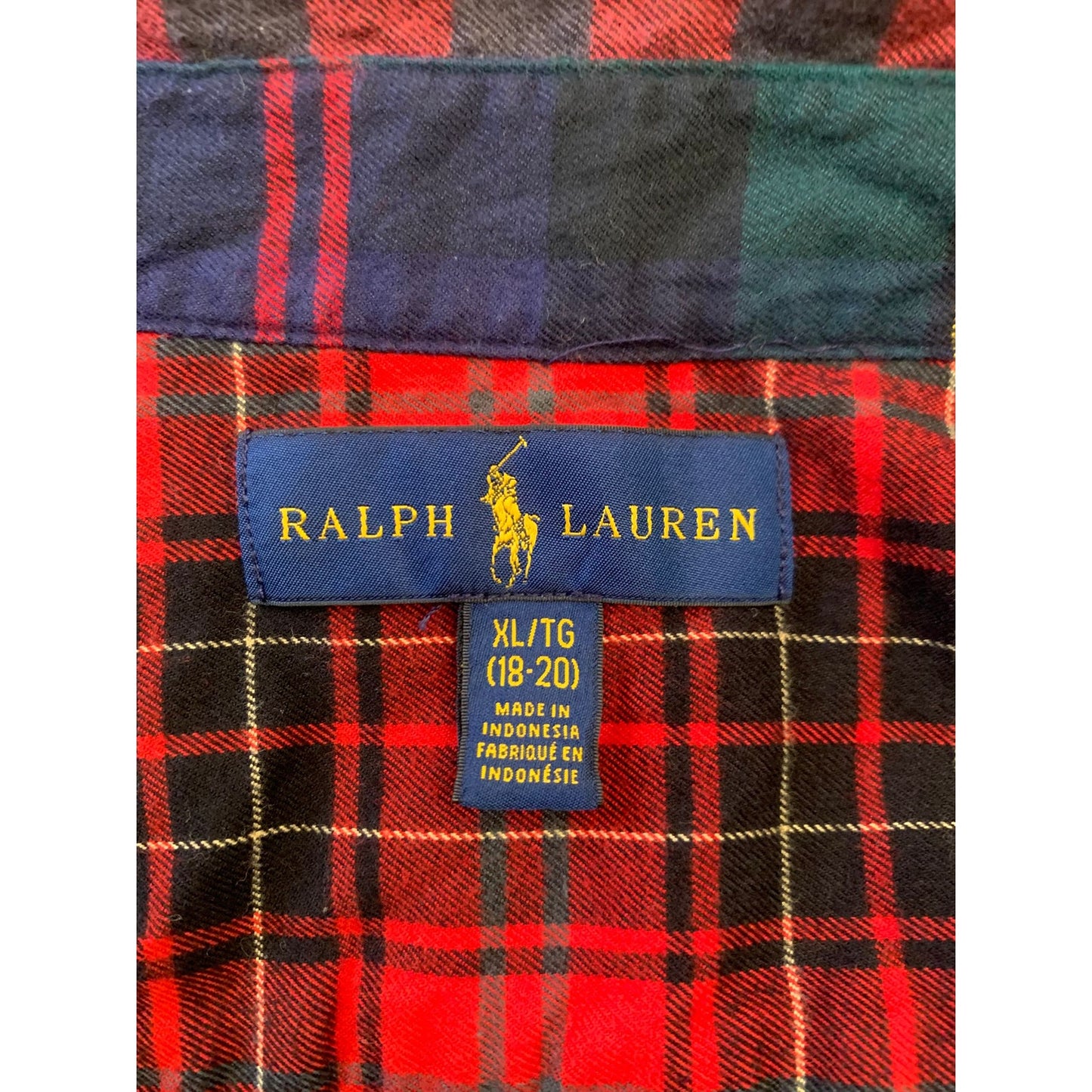 Ralph Lauren Youth XL 18 20 Multi-Color Patchwork Plaid Button Down Shirt