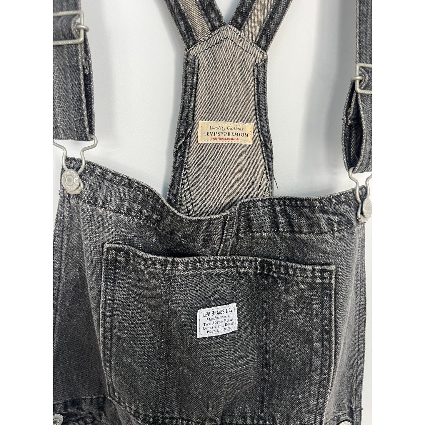 Levis Premium Overalls Men Large Black Denim Adjustable Straps Workwear NWT