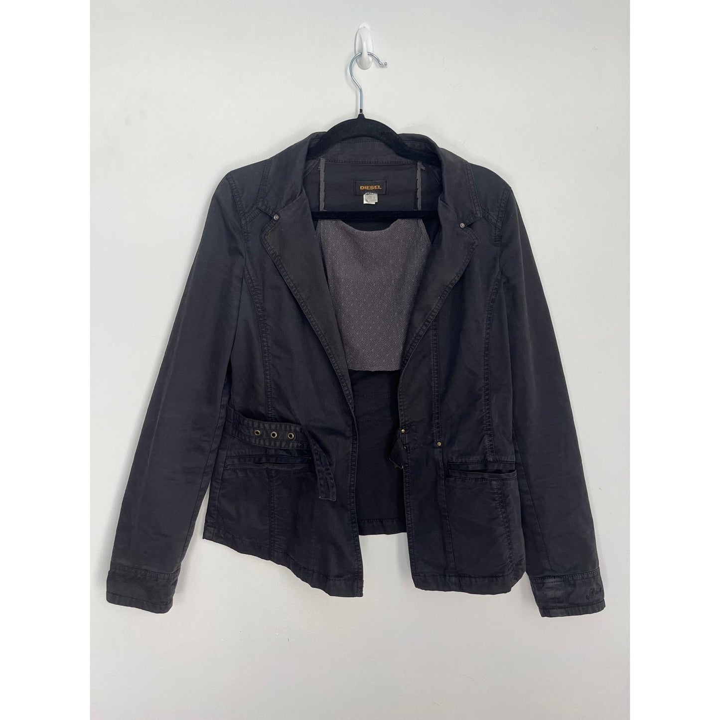 Diesel Utility Jacket Women S Black Casual Zip Front Cargo Style