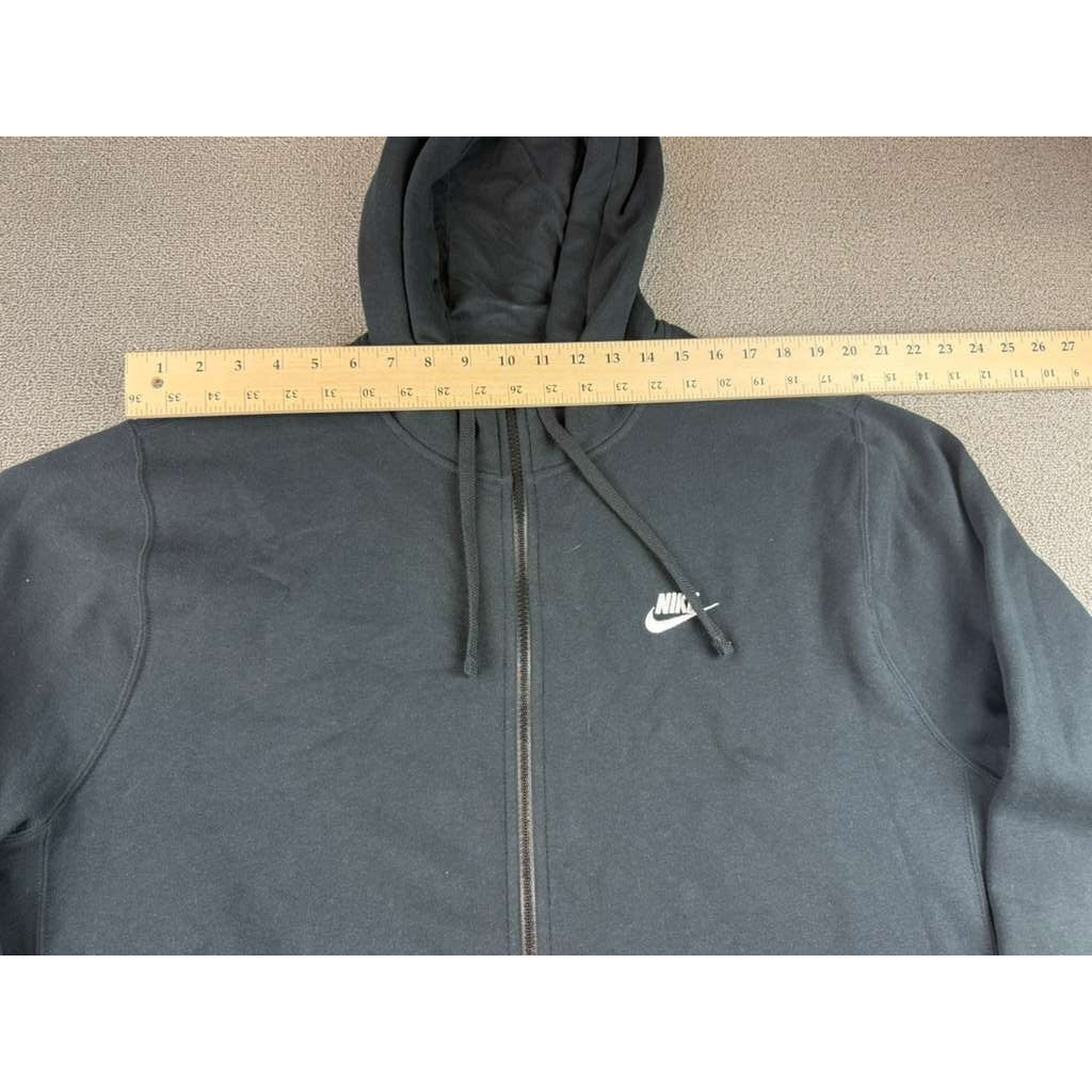 Nike Zip Hoodie XL Tall Black Full Zip Drawstring Hood Swoosh Kangaroo Pocket