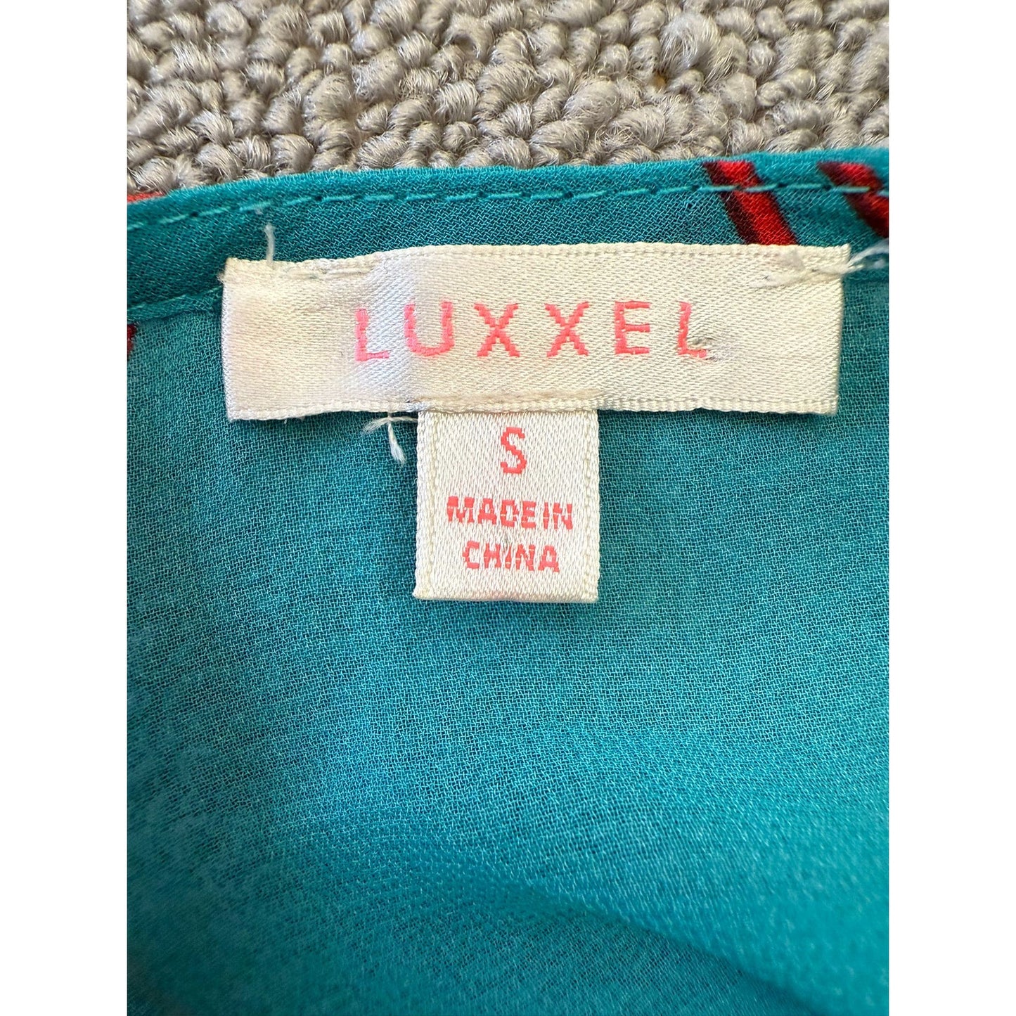 LUXXEL Turquoise Red Flower Set Size Small Flowey Skirt And Shirt