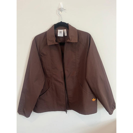 Adidas Jacket Men S Brown Skateboarding Zip Front Trefoil Logo