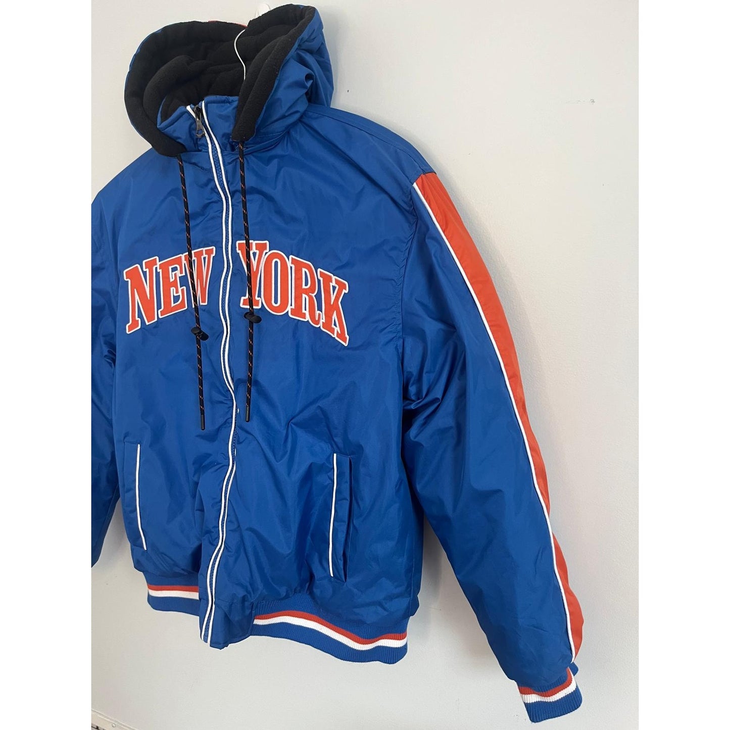 Spire New York Puffer Jacket Men M Blue Hooded Winter Zip Up Insulated