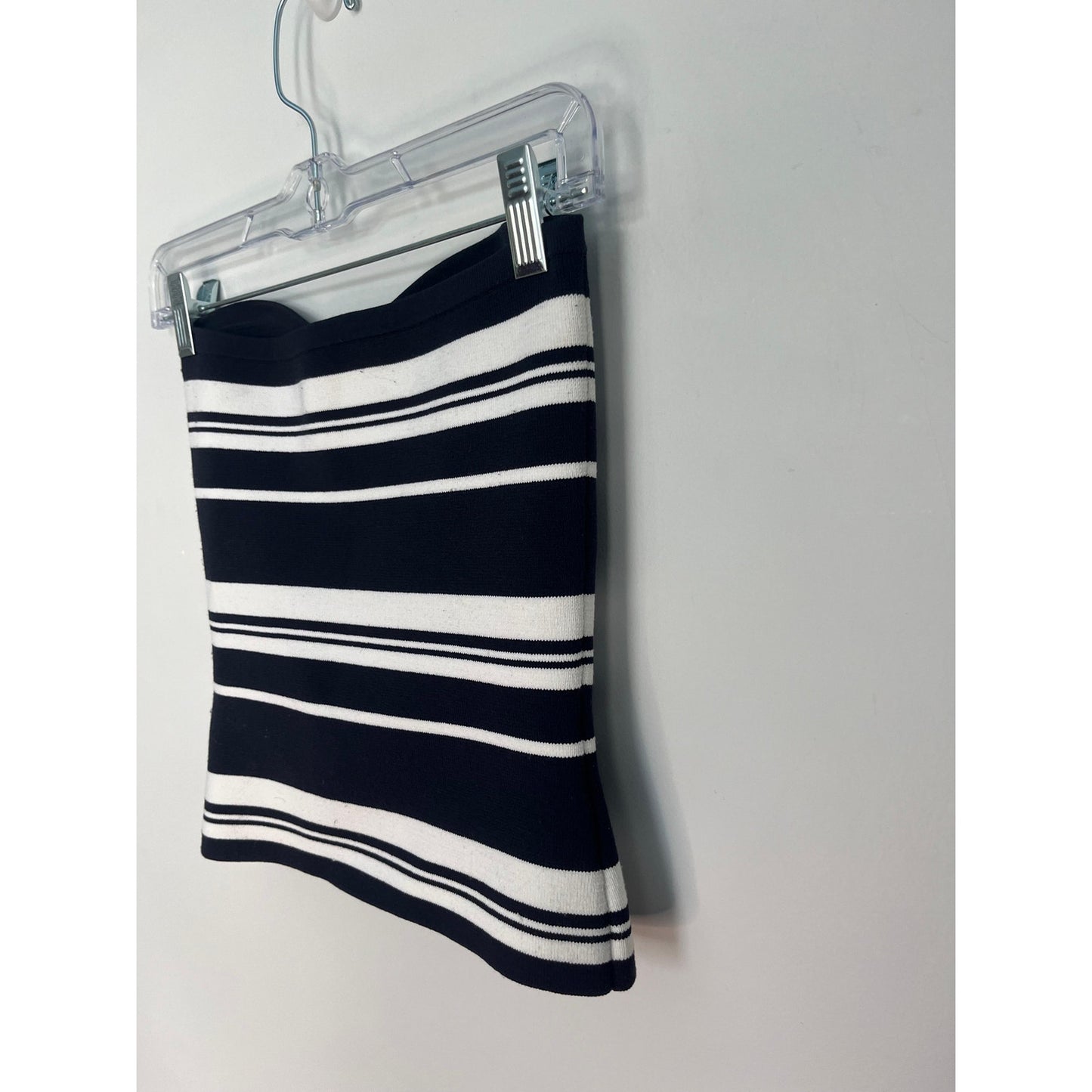 Babaton Strapless Top Women Small Blue White Stripe Knit Tube Minimalist