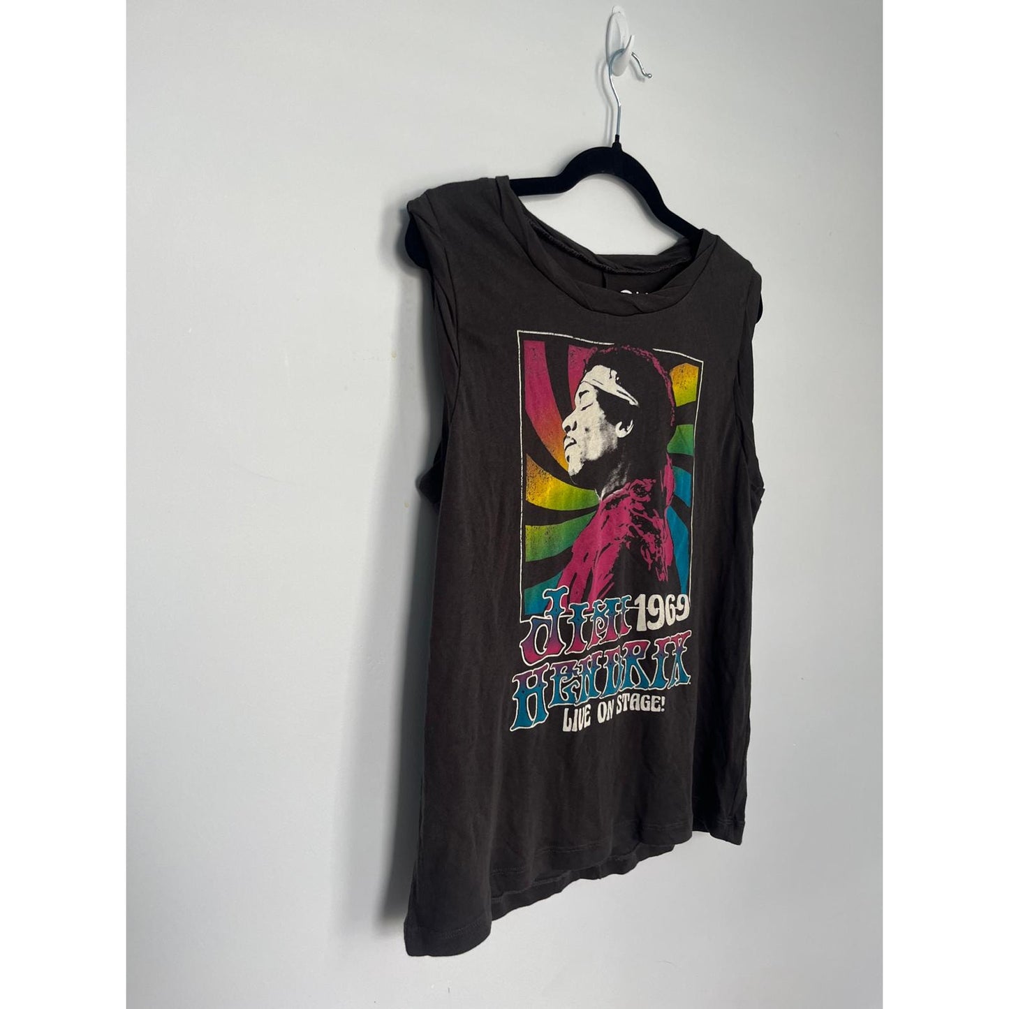 Chaser Jimi Hendrix Graphic Tank Top Womens Large Brown Retro 1969 Sleeveless