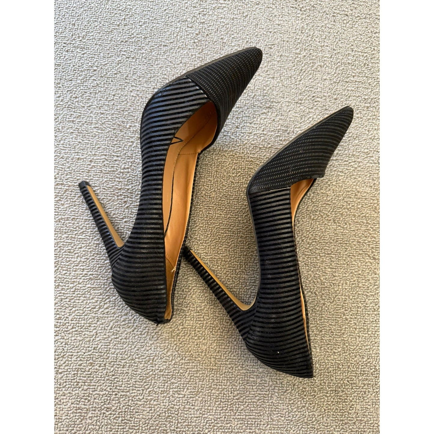 EXPRESS Women's Size 8 Black Ribbed Pointed Toe D'Orsay Stiletto Heels