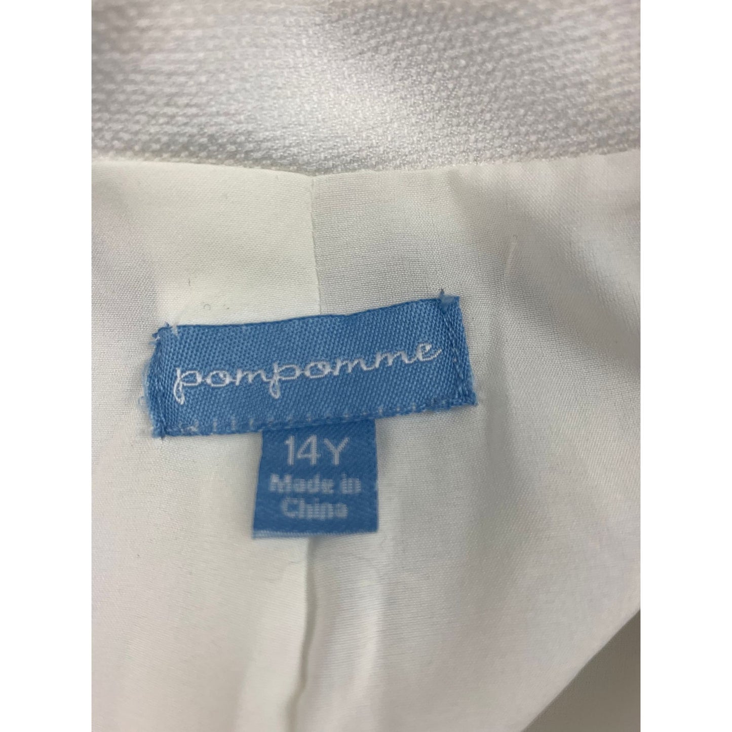 Pompomme Girls 14Y White Black Trim Single Button Blazer