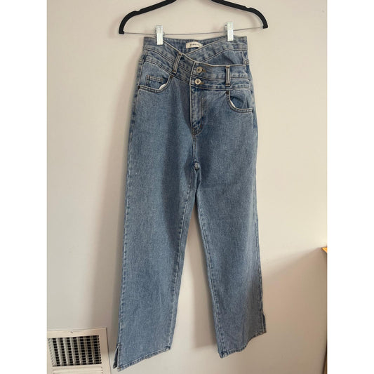 Magnolia Jeans Women 36 Blue High Rise Crossover Waist Straight Leg