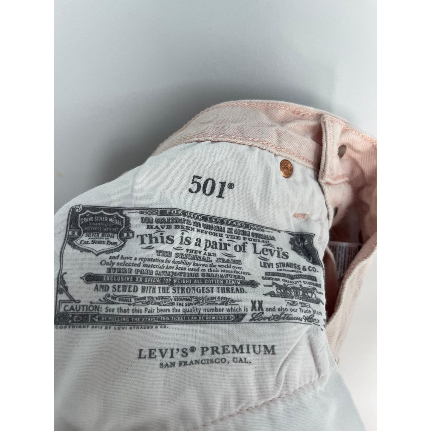 Levis 501 Premium Shorts Women W24 Pink High Rise Cutoff Denim