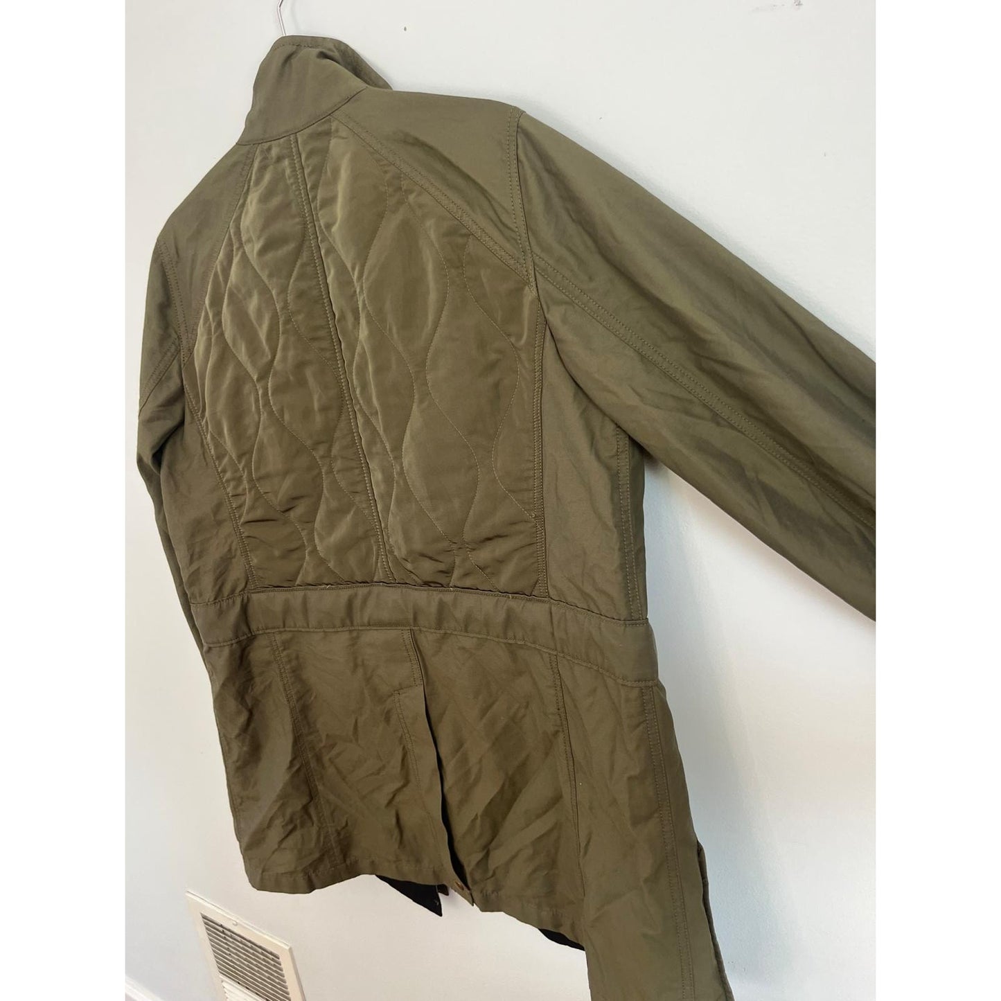 Club Monaco Jacket Women M Green Utility Zip Front Pockets Lightweight