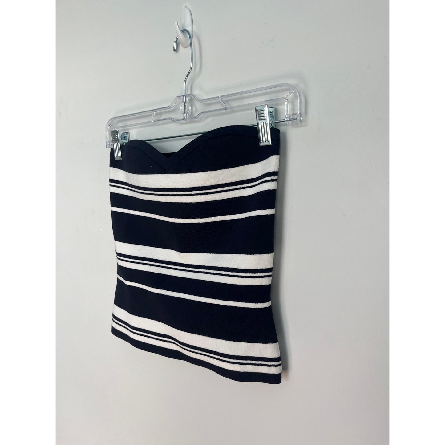 Babaton Strapless Top Women Small Blue White Stripe Knit Tube Minimalist