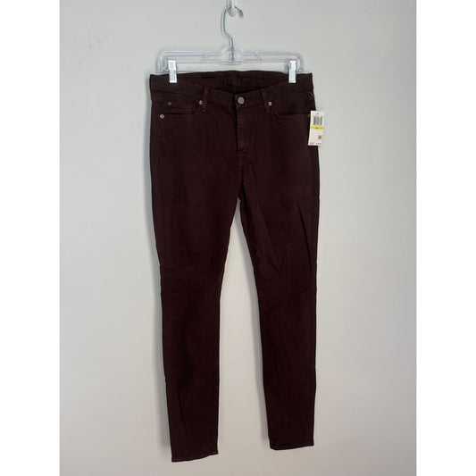 7 For All Mankind Skinny Pants Women 30 Dark Brown Velvet Stretch NWT