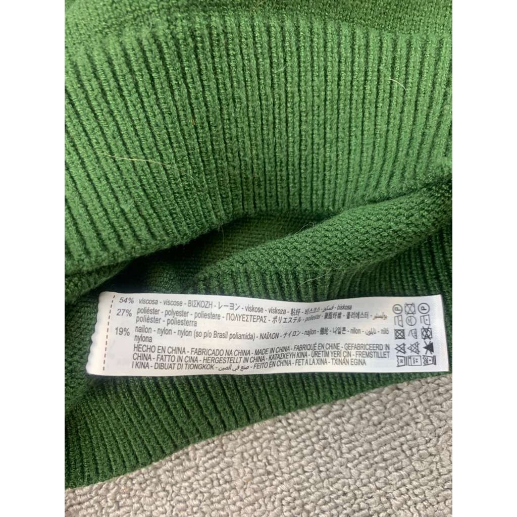 Zara Sweater Women S Green Turtleneck Cropped Pullover Stretch Knit Ribbed Trim