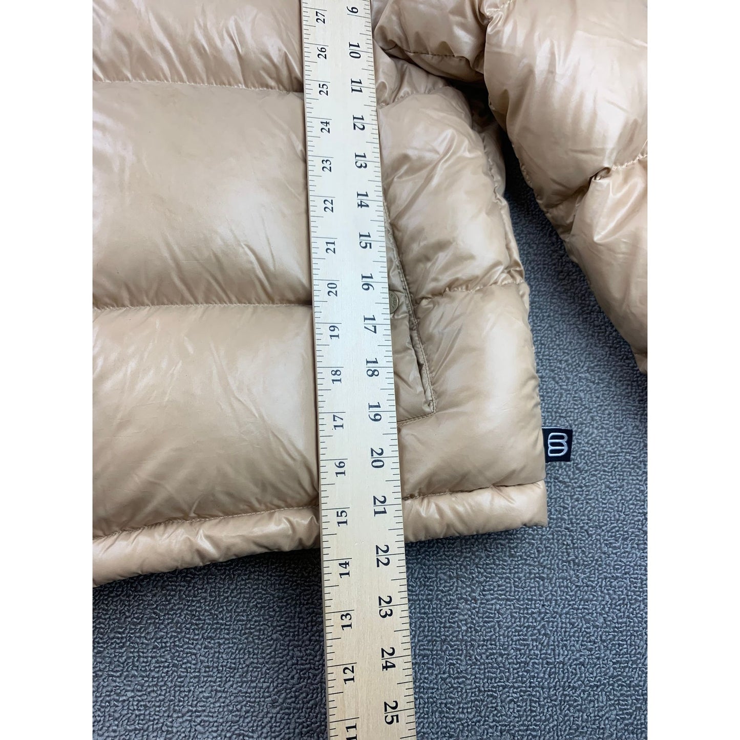 Aritzia The Super Puff Womens Large Tan Hooded Quilted Puffer Down Coat