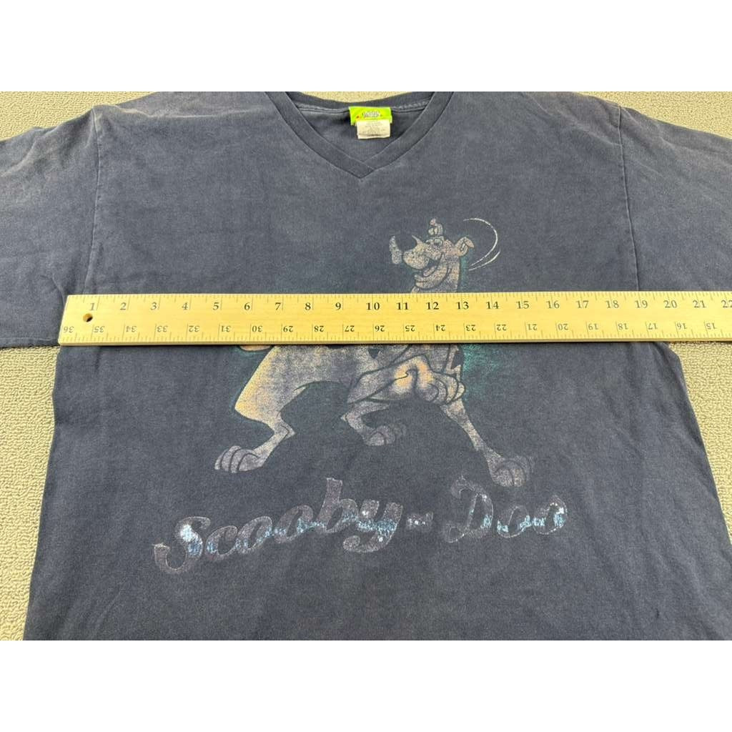 Scooby-Doo V-Neck T-Shirt Men L Dark Navy Cartoon Network Y2K 90s/00s Vintage