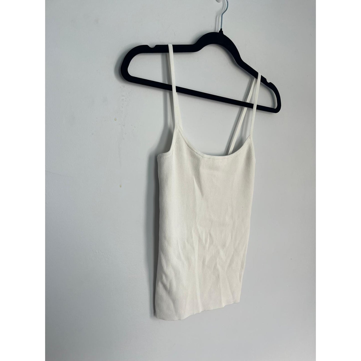 Intermix Ribbed Knit Cami Top Women Small White Minimalist Summer Tank