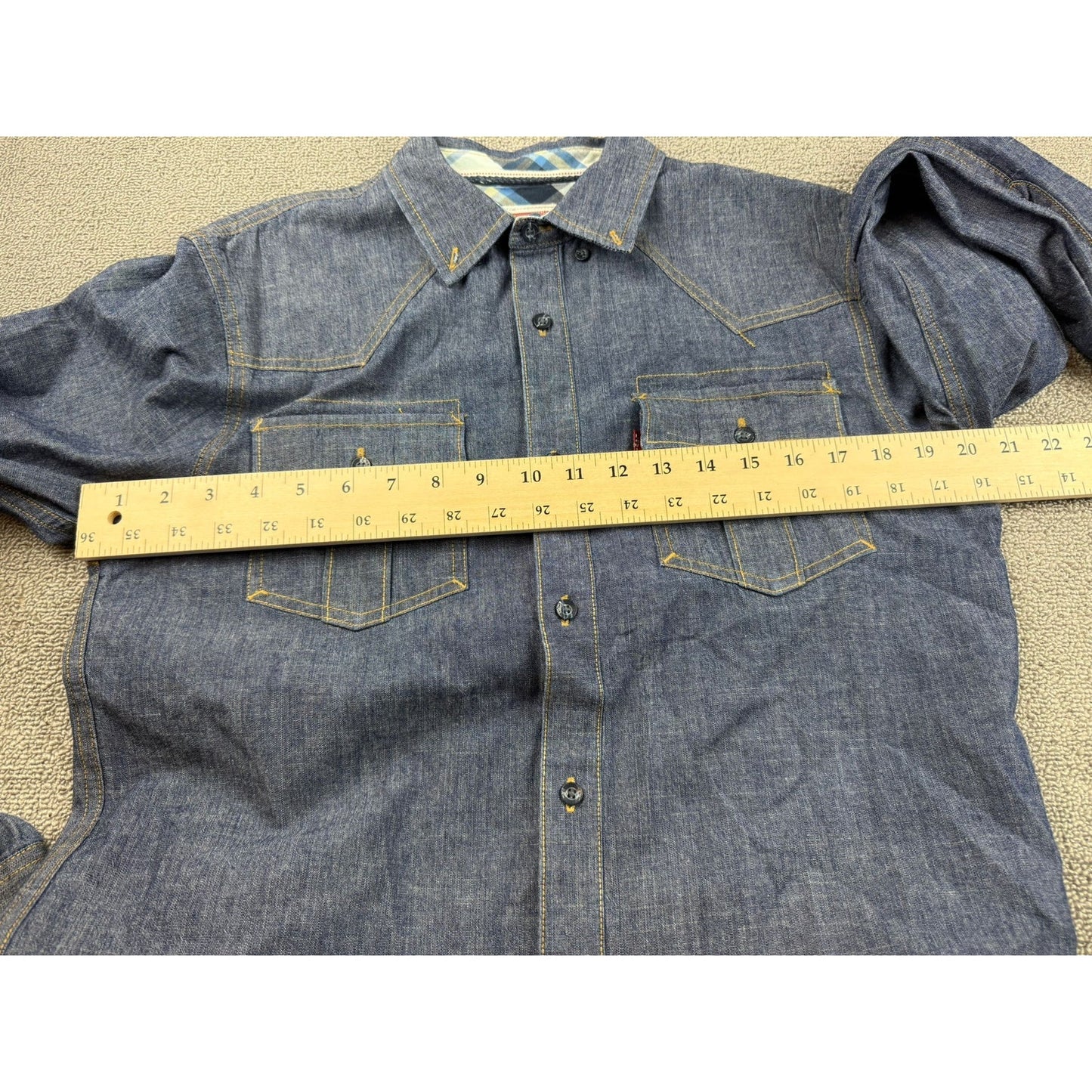 Vintage Levi's Men's Small Blue Denim Western Long Sleeve Button Down Shirt