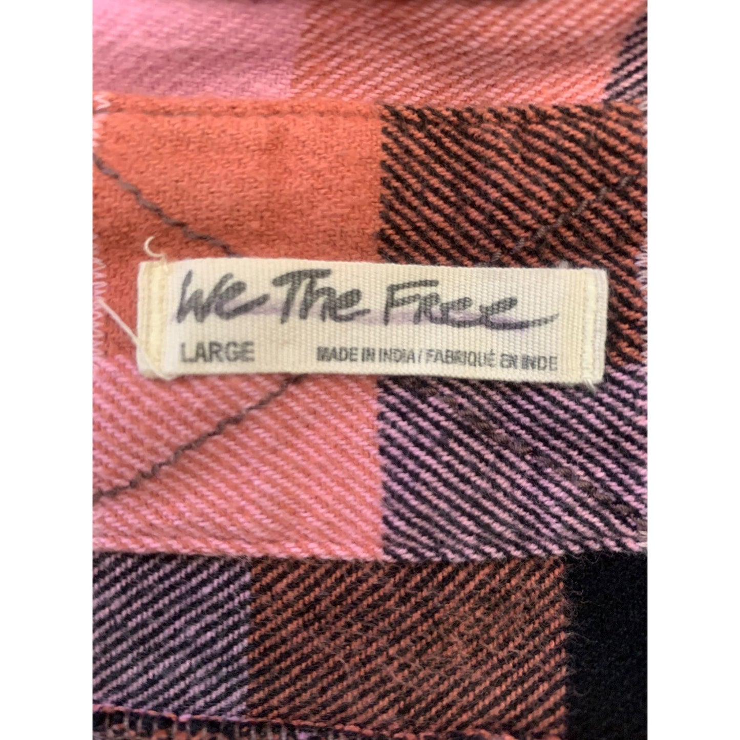 Free People We The Free Women's Large Pink Plaid Flannel Button Up Shirt