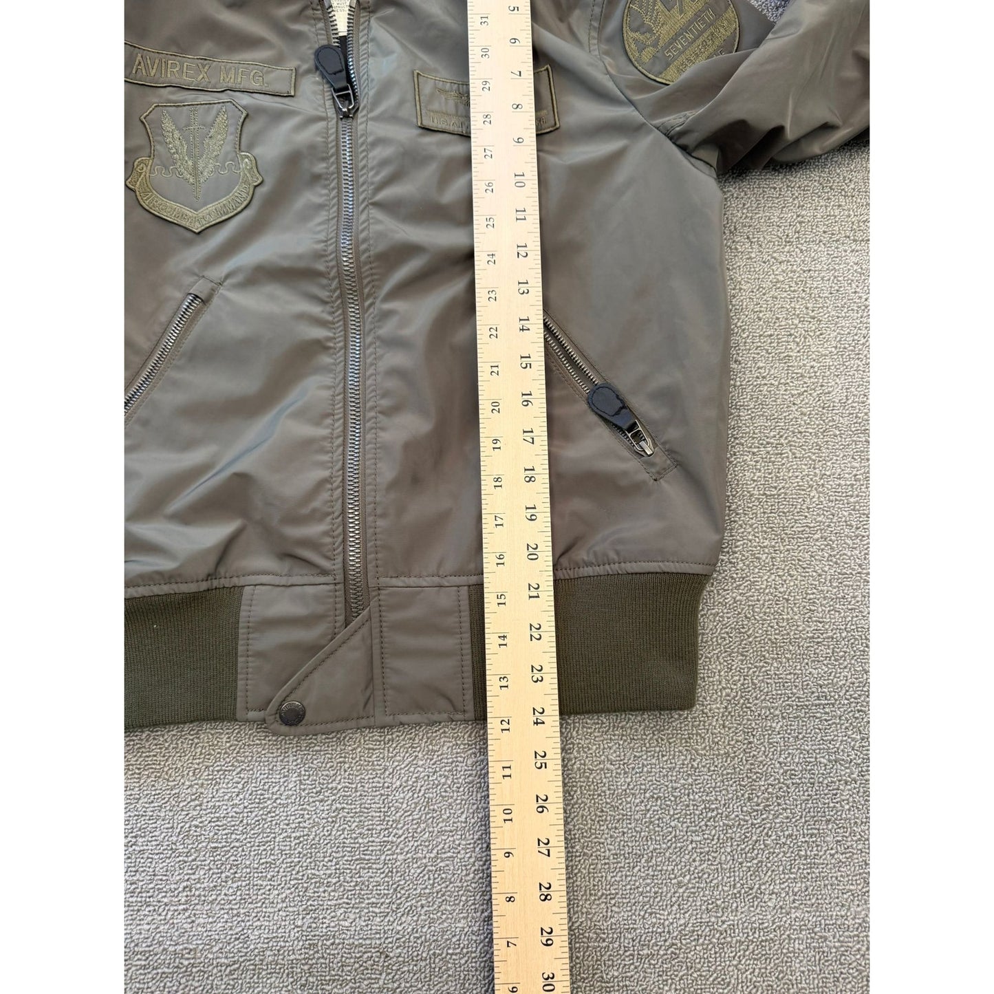 Avirex Men's M Flight Jacket Bomber Military Green Pilot Coat Authentic