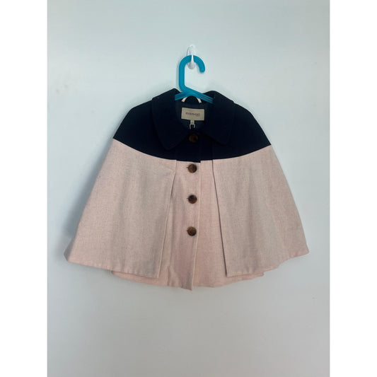 Hucklebones London Girls Cape Coat 6Y Pink Navy Wool Blend NWT Winter Outerwear