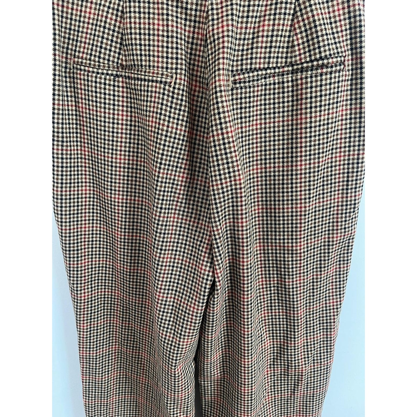 J Galt Plaid Trousers Women Size S Brown Red Straight Leg High Waist