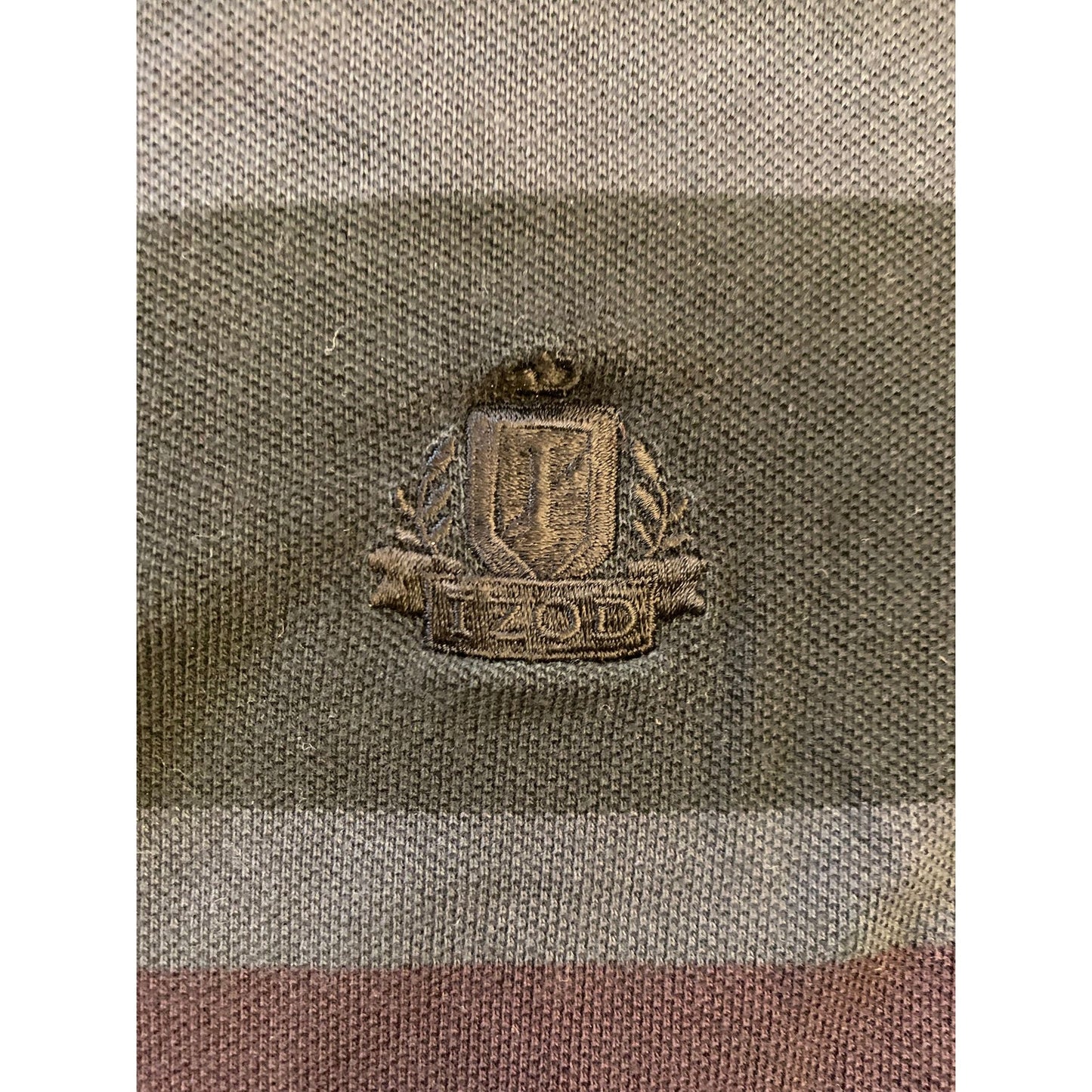 Vintage Izod Large Striped Long Sleeve Cropped Rugby Polo Shirt With Emblem