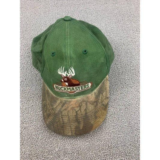 Vintage Buckmasters One Size Green Camo Hunting Deer Hat Adjustable Cap