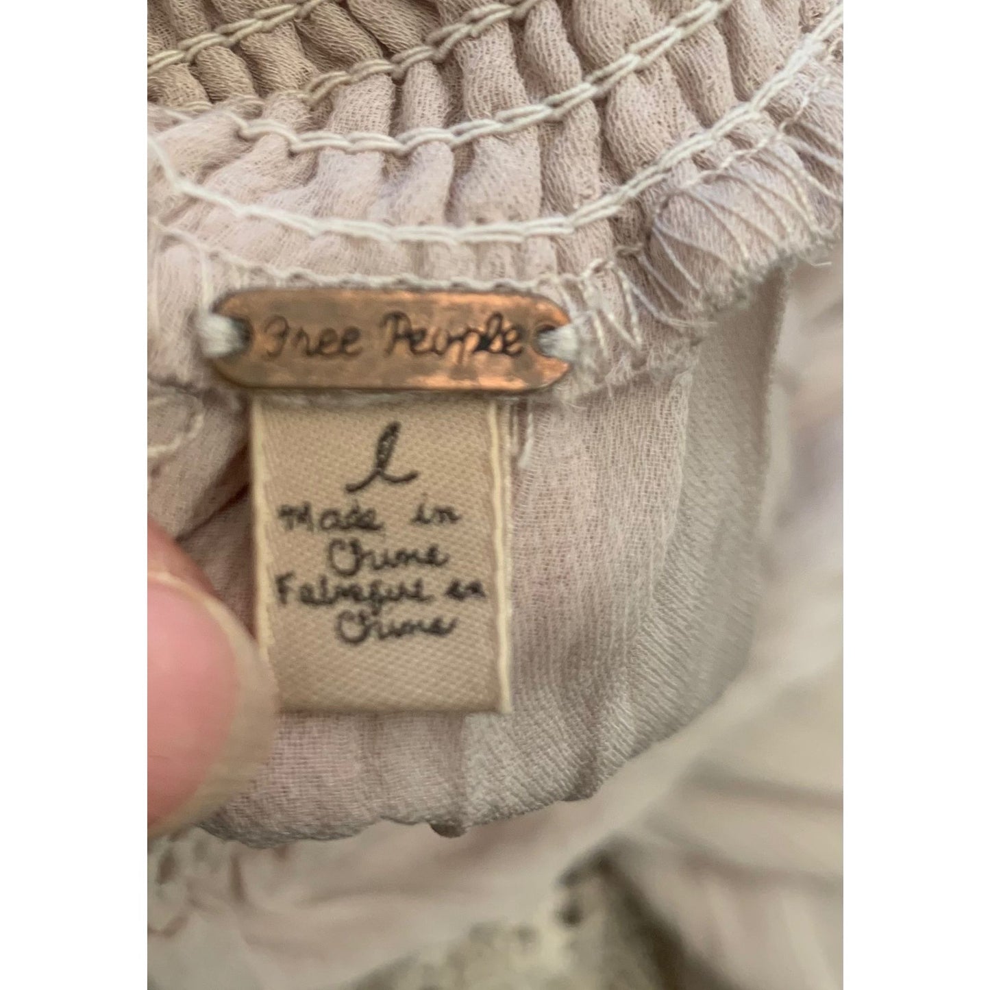 Free People Women's L Flowy Shorts Beige Cropped Culottes Crochet Lace Hem