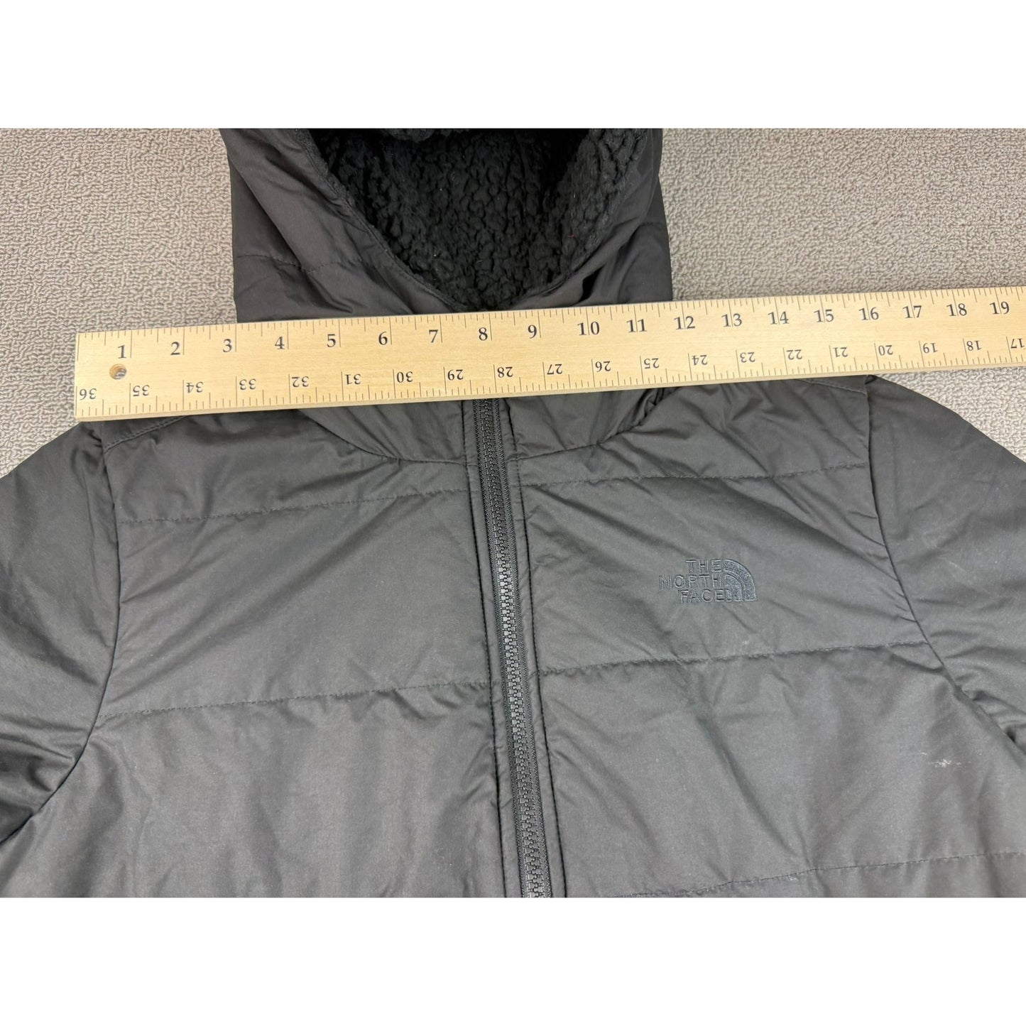 The North Face Women's Size Medium Black Fleece Hooded Puffer Jacket Reversable