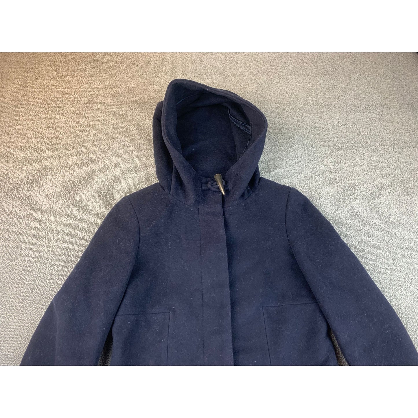 Babaton Women's XXS Navy Blue Hooded Wool Coat Outerwear Jacket