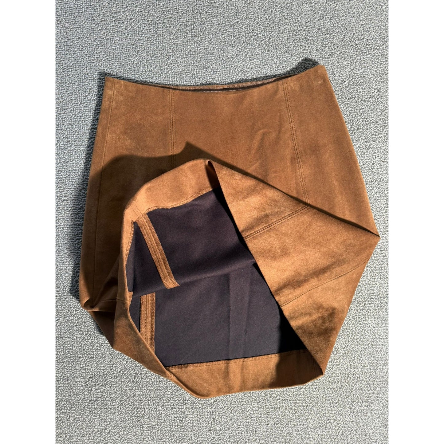 Babaton Women’s 2  Brown Suede A‑line Skirt Fall Western