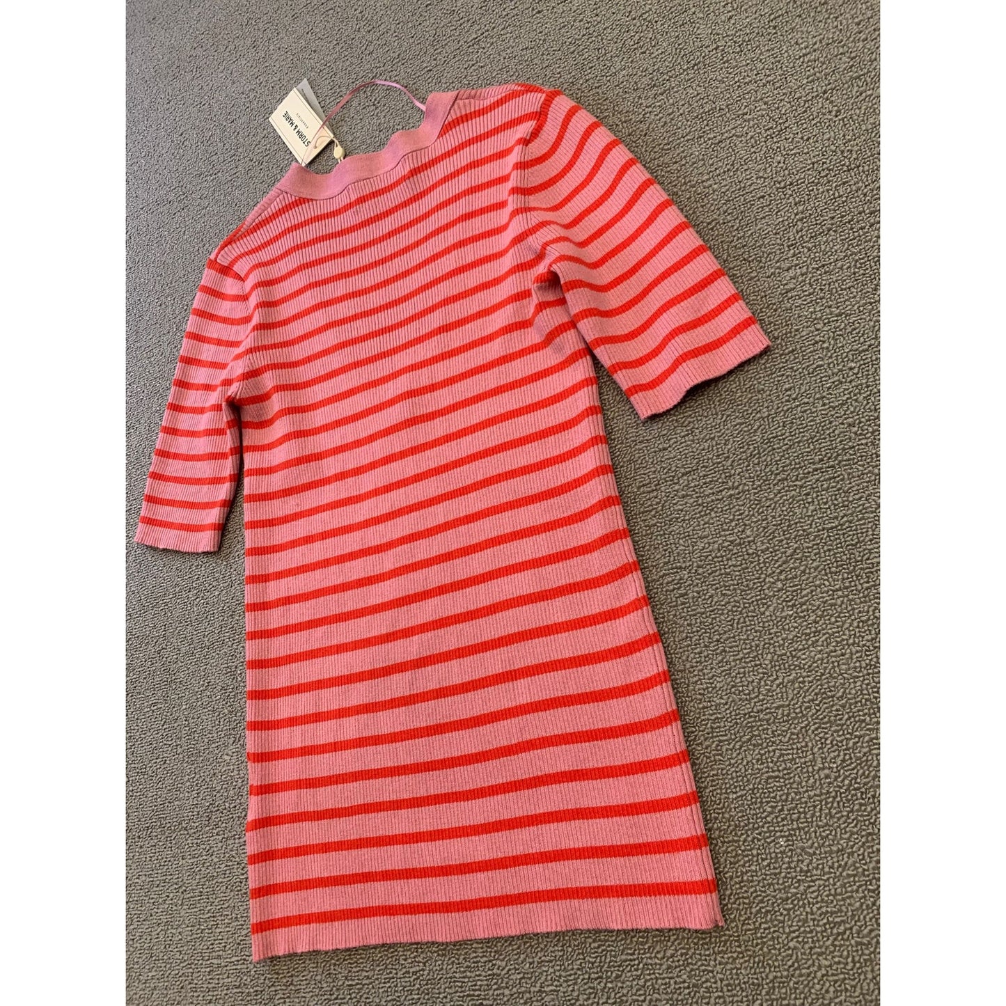 Storm & Marie Women's Large Pink Red Striped Knit Blouse