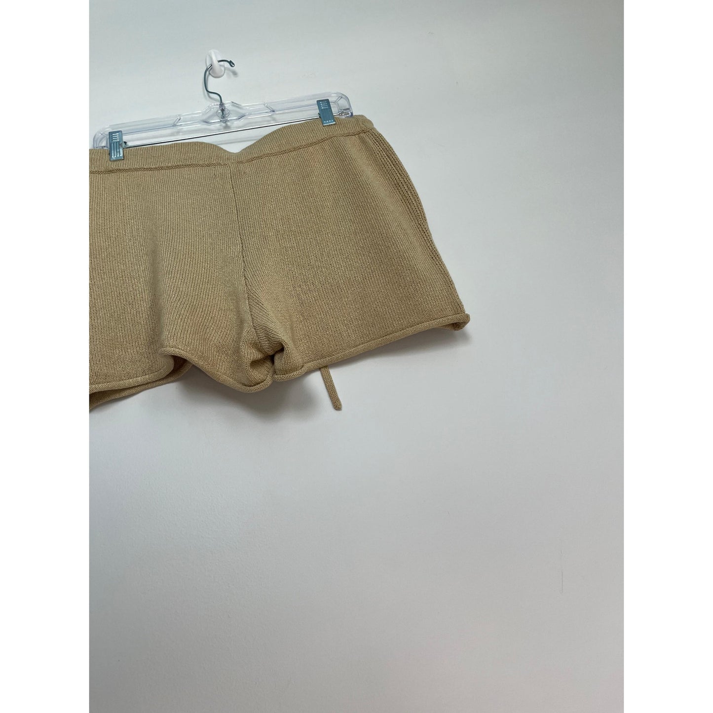 Monrow Knit Lounge Shorts Women L Tan Drawstring Waist Casual Comfy