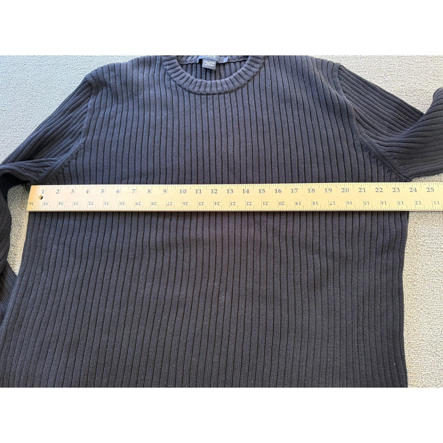 J.Crew Men’s Size L Black Ribbed Knit Cotton Sweater
