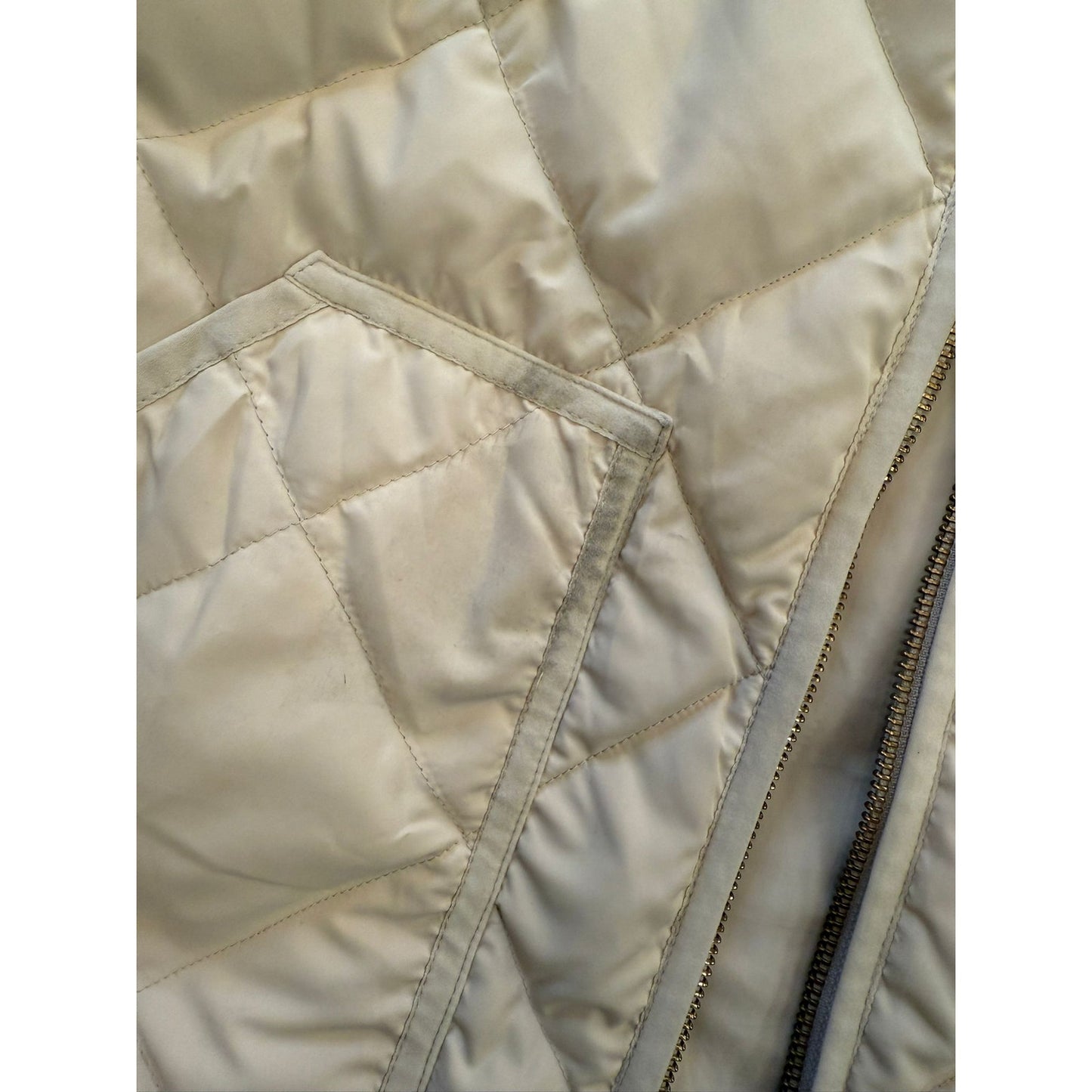 J.Crew Womens Medium Cream Quilted Full Zip Puffer Vest Jacket