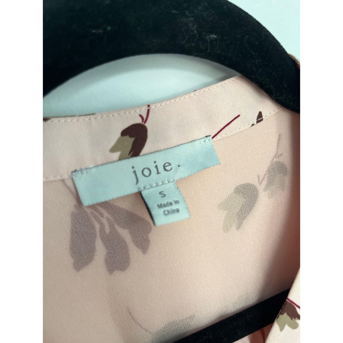 Joie Floral Ruffle Sleeve Blouse Women Small Pink Burgundy Leaf Print Top