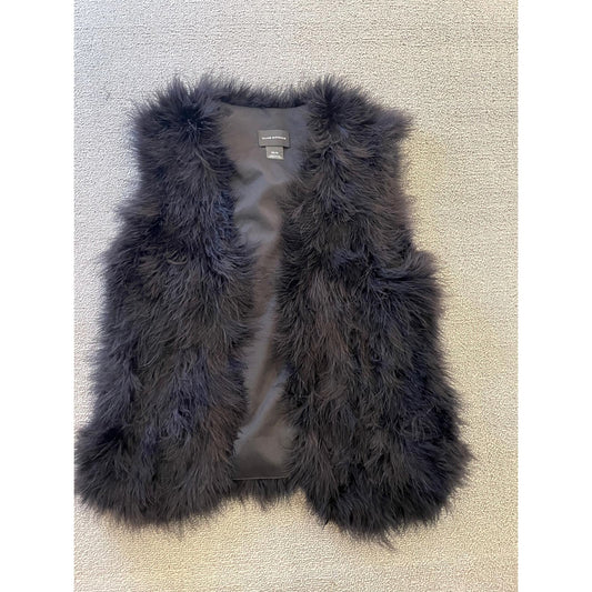 Club Monaco Womens XS Black Feather Vest Chic Outerwear Stylish