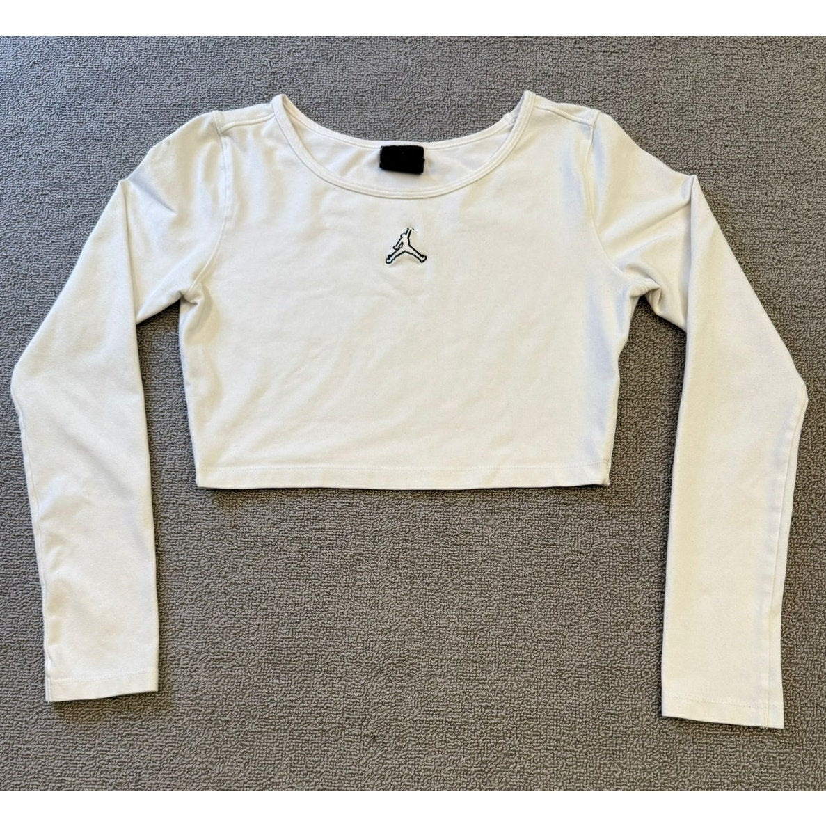 JORDAN Women's Crop Top Tight Fit Shirt M Long Sleeve Shirt Nike Air Knit Black